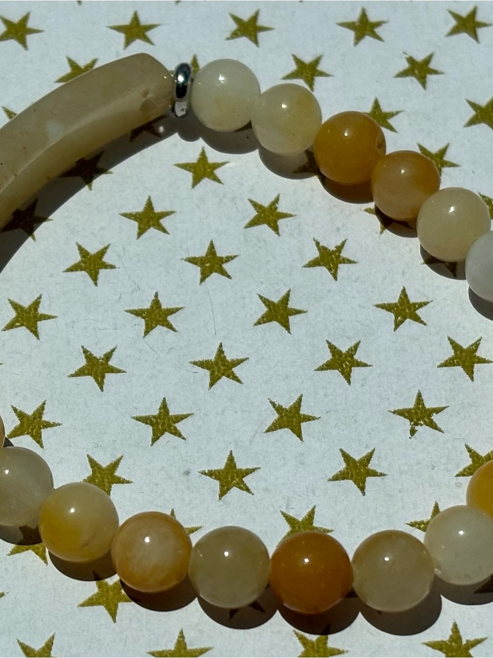 Yellow Beaded Stretch Bracelet